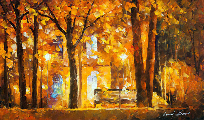 Autumn City Park by Leonid Afremov by Leonidafremov