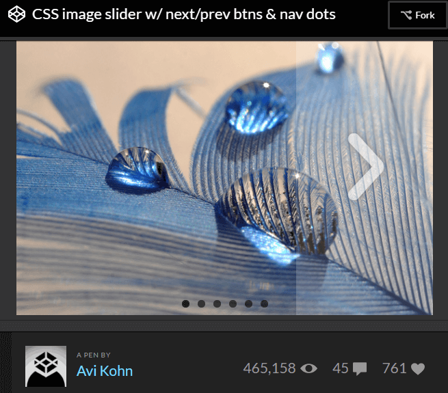 CSS image slider w/ next/prev btns & nav dots by Avi Kohn