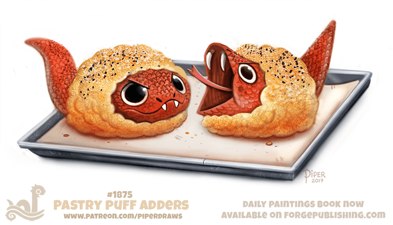 Daily Paint 1865# Pastry Puff Adders by Cryptid-Creations