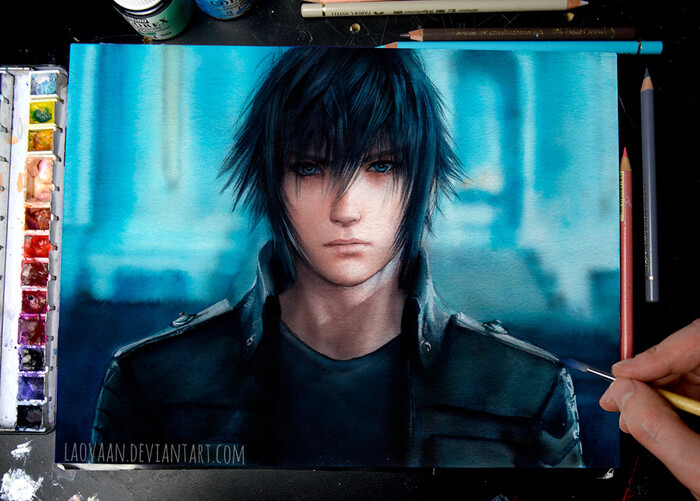 Noctis Lucis Caelum - Watercolor by Laovaan