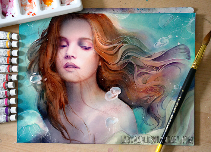 Tide - Watercolor Painting by Laovaan