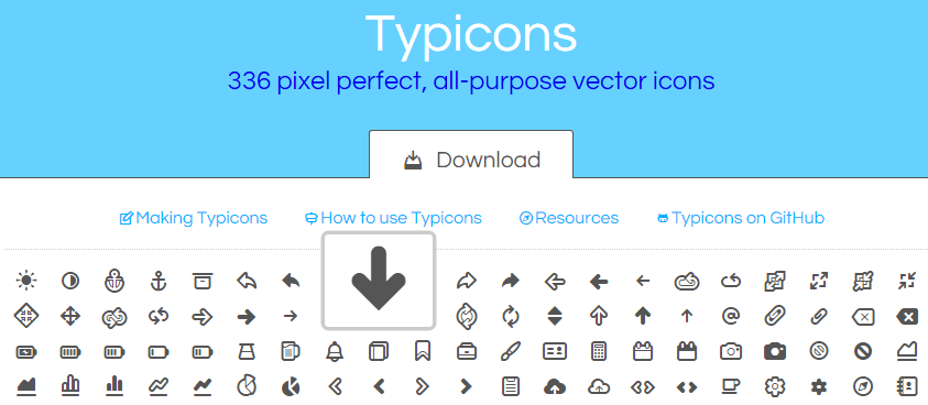 Typicons 336 pixel perfect, all purpose vector icons