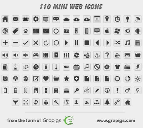 110 Mini Web Icons by Grapigs