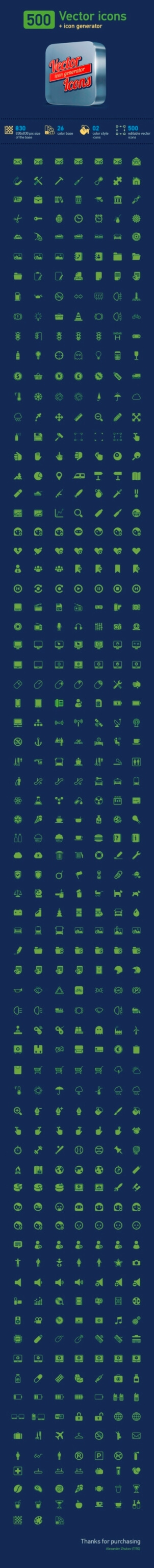 500 vector icons + icon generator by TIT0