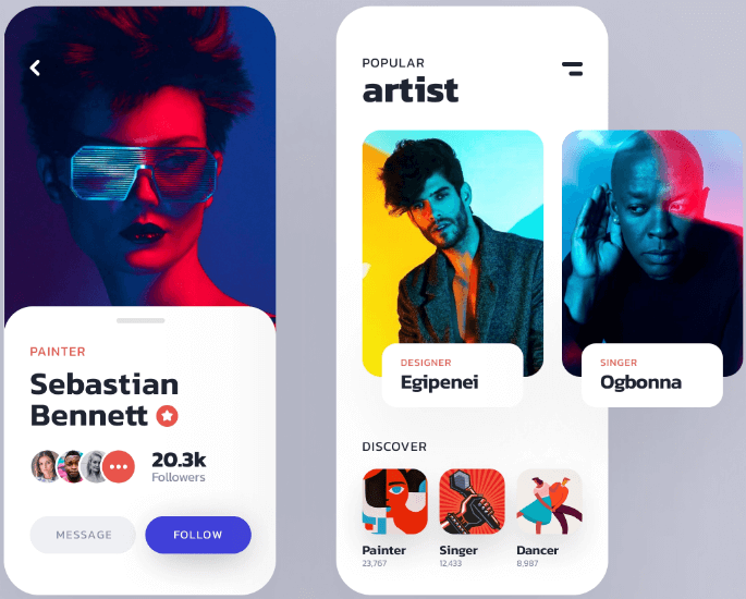Artist listing app design