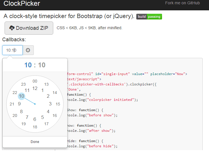 ClockPicker - A clock-style timepicker for Bootstrap (or jQuery)