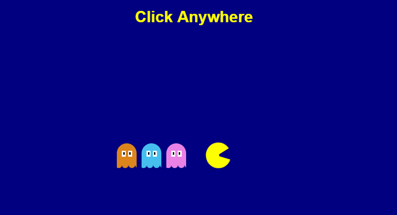 Click for Pac-Man to Follow - Codepen Challenge