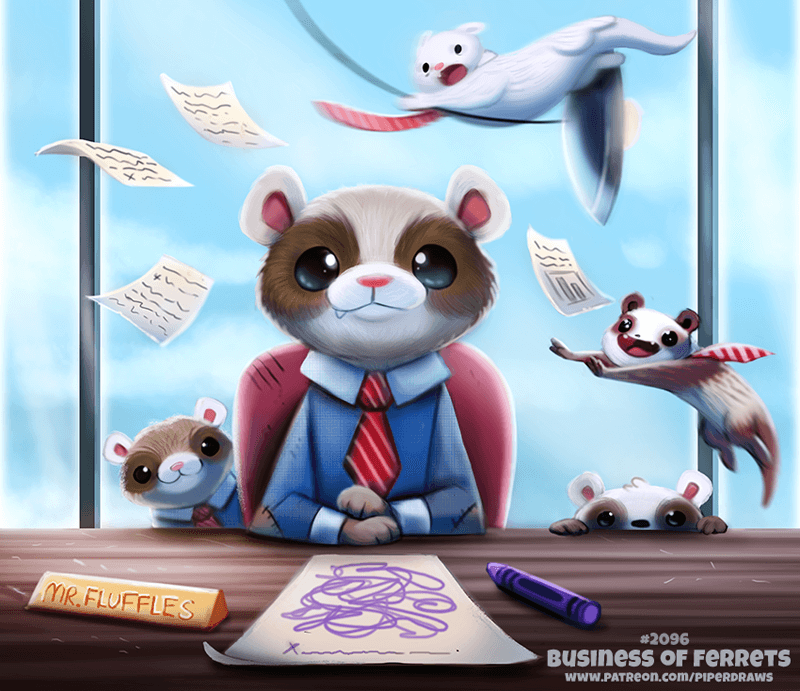 Daily Paint 2096. Business of Ferrets by Cryptid-Creations