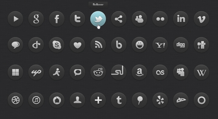 Free Dark Social Icons Set by Pixeden
