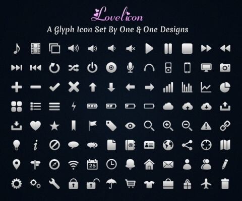 Lovelicon - A Glyph Icon Set by oneandonedesigns