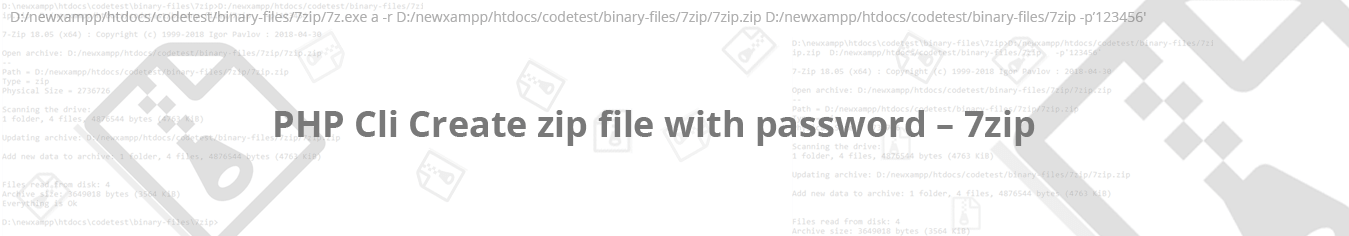PHP Cli Create zip file with password – 7zip