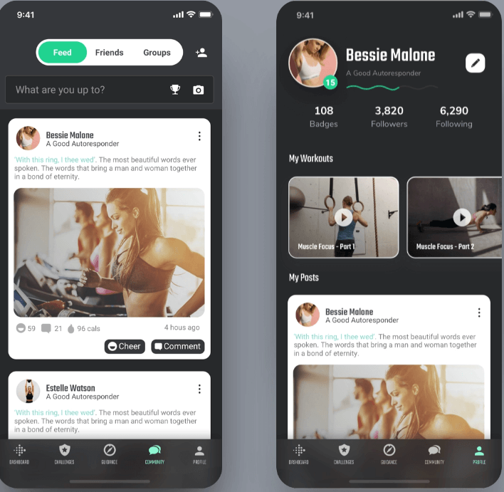 Profile and Community of Fitness App