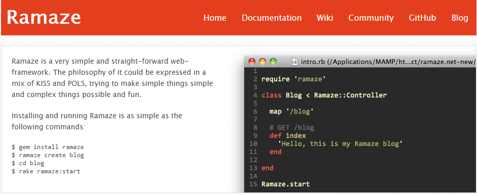 Ramaze • The Web Framework for Rubyists