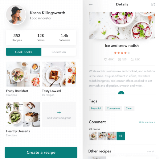 Recipe App Design - Profile & Recipe