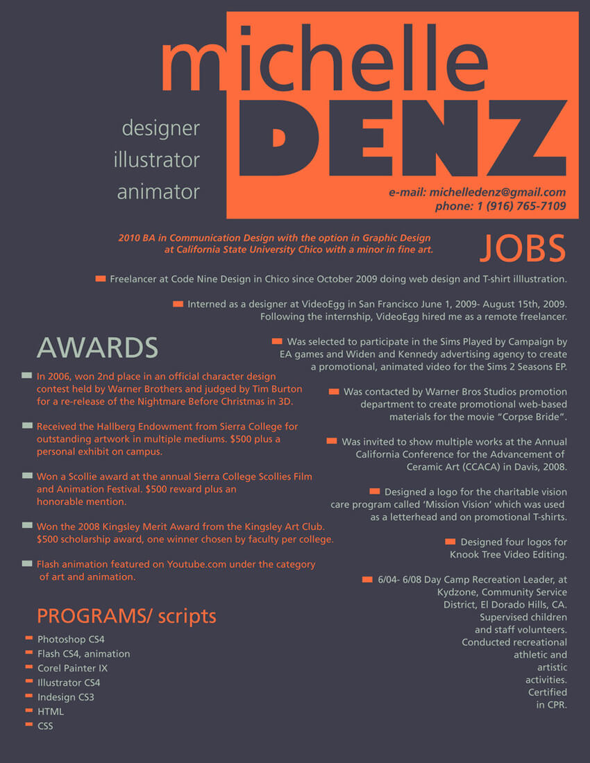 Resume Design by ~mizskellington