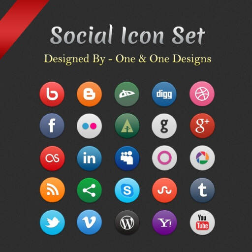 Social Icon Set by oneandonedesigns