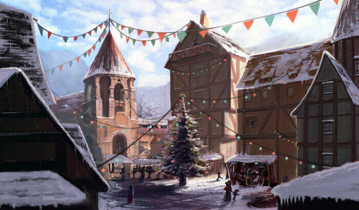 Study on a medieval town, during winter -Done!- by DrManhattan-VA