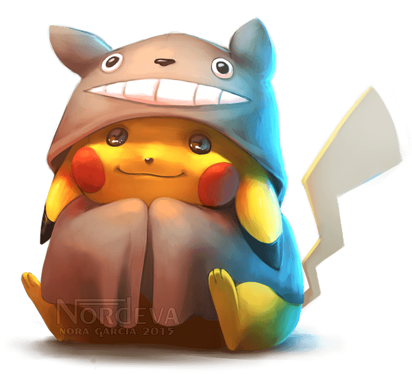 Totoro-dressed Pikachu by Nordeva