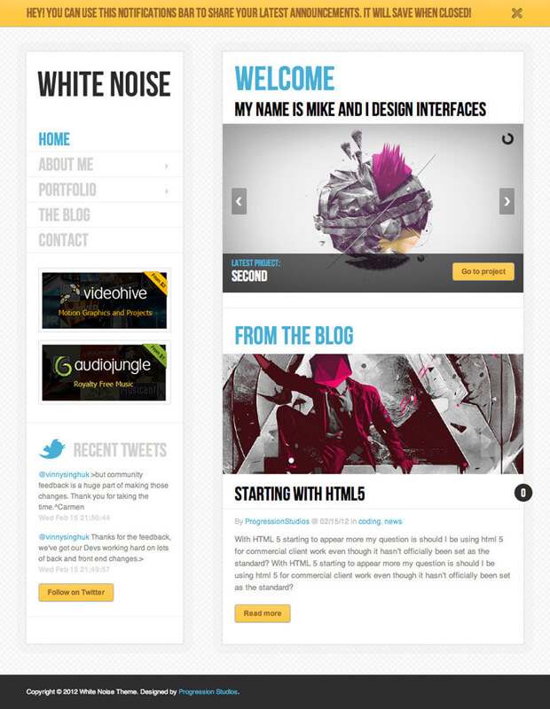 White Noise - Responsive WordPress Theme by i337m1k3