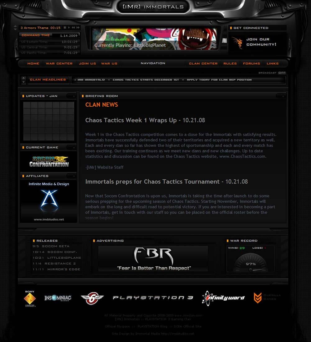 iMr Clan Gaming Site Layout by ImmoRtalMedia