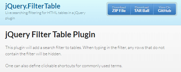 jQuery.FilterTable