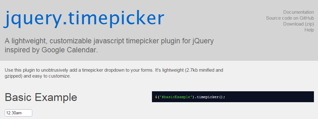 jQuery Time picker