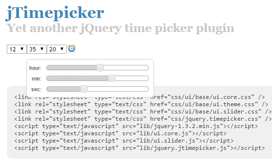 jTimepicker Yet another jQuery time picker plugin